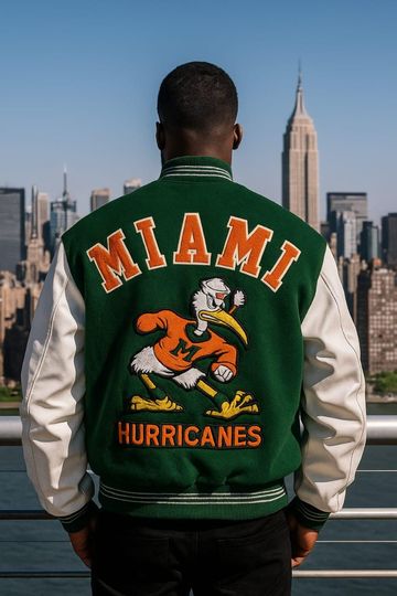 Discover Miami Hurricanes Varsity Jacket: Vintage Wool & Leather Sports Style