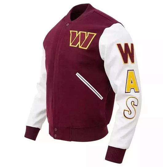 Washington Football Commanders Maroon Varsity Jacket | Unisex football Fan Gift
