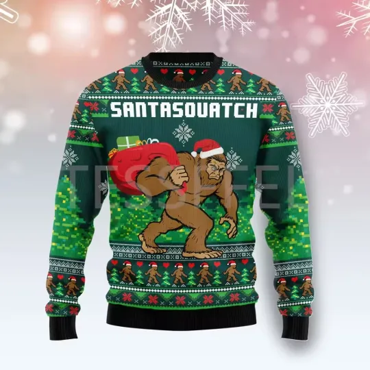 Discover 2025 Men Ugly Christmas Sweater Funny Santa Claus 3D Printed Pullovers Sweater W