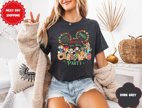 Discover Mickey's Very Merry Christmas Party 2025 Shirt, Disney Santa Mickey And Minnie Custom Tee, Disneyland Vacation Family Matching Trip Gift