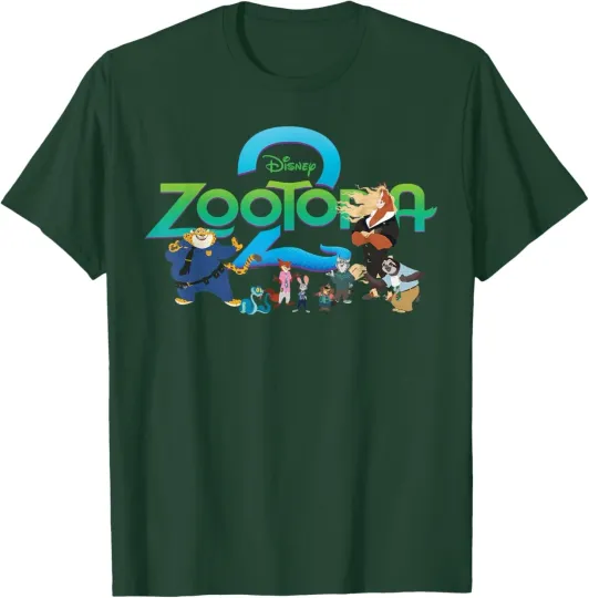 Disney Zootopia 2 Illustrated Characters and Logo T-Shirt