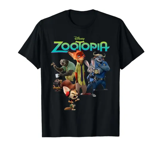 Discover Disney Zootopia Group Logo T-Shirt in Black