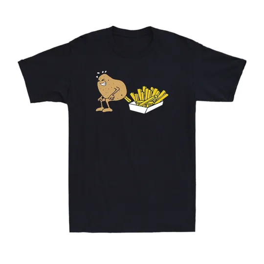 Discover Men's Potato Makes French Fries Funny Sayings Joke Gift Men's Cotton T-Shirt