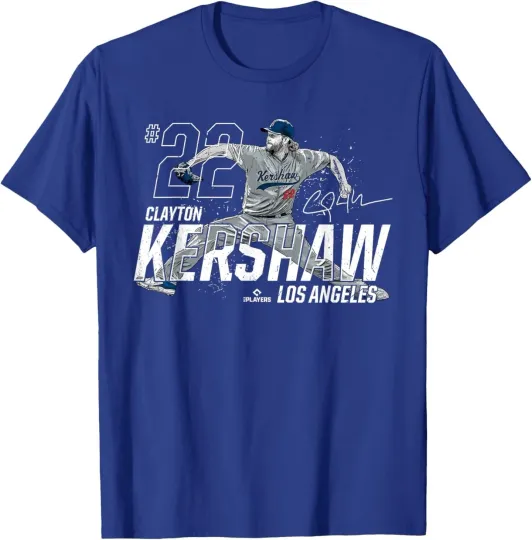 Discover Dynamic Pose Clayton Kershaw Los Angeles Baseball MLBPA T-Shirt
