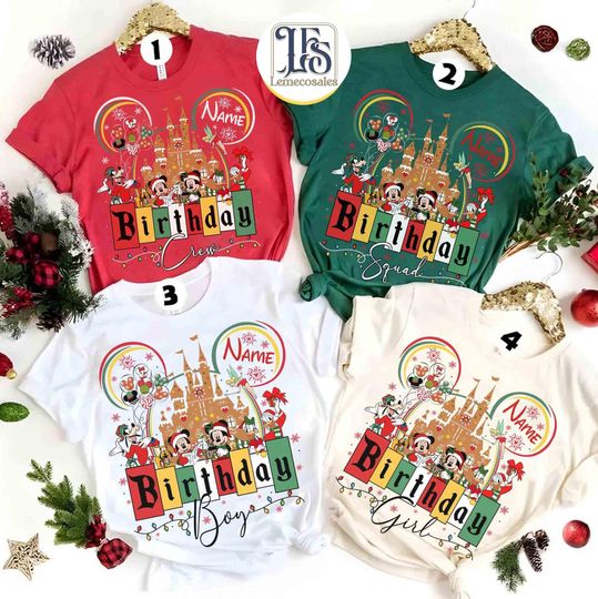 Discover Personalized Disney Christmas Birthday shirts, Disneyland Disneyworld, Mickey and Friends Christmas shirts, Disney Birthday Party Outfits