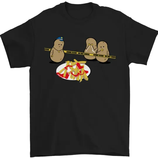 Discover Potato Murder Funny Food BBQ Chef Mens T-Shirt 100% Cotton