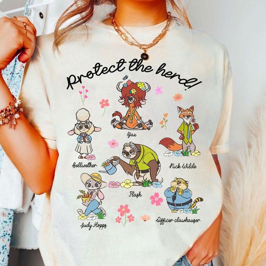 Discover Disney Zootopia Protect The Herd Characters Shirt, Judy Hopps Nick Wilde Priscilla Shirt, Disney Family Matching Shirt, WDW Trip Shirt