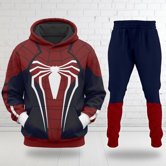 Spider Man Inspired Halloween Costume Hoodie, Peter Parker Cosplay Costume 3D Sweatshirt
