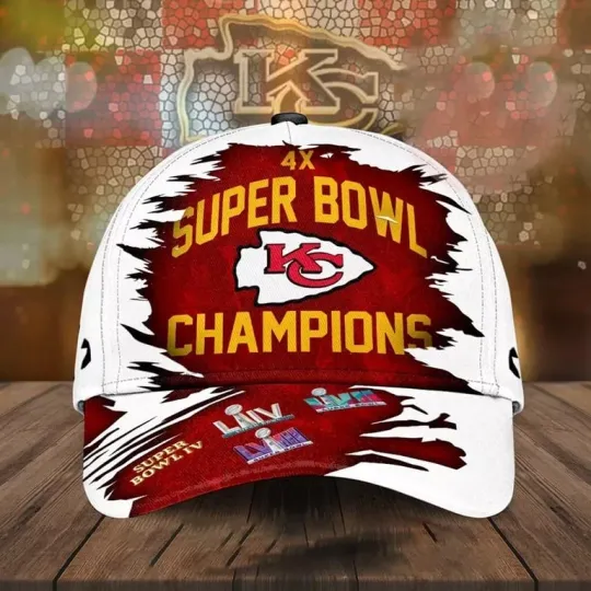 Discover 4X Super Bowl IV Champions 3D Cap – Limited Edition, Adjustable Strapback Cap
