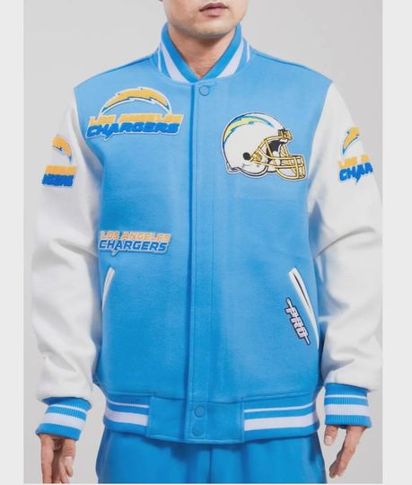 Discover Los Angeles Chargers Varsity Jacket: football x OVO Wool Blend, Leather Sleeves