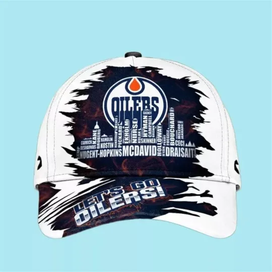 Discover Edmonton Oilers 2024 Let’s Go Hockey Hat, Adjustable Strapback Cap