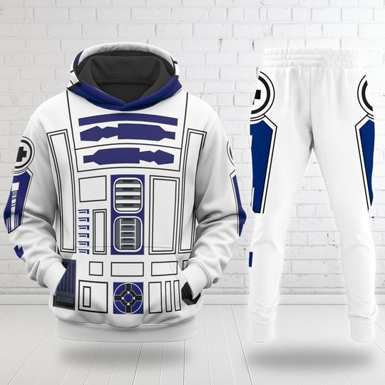 Discover R2-D2 Robot 3D Halloween Costume Hoodie, Star Wars Cosplay Costume Hoodie, Robot Character Halloween Party Outfit, All Over Print Hoodie