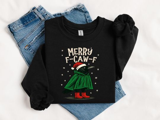 Discover Merry F-Caw-F Shirt, Christmas Crow Shirt, Gothic Black Bird Christmas Shirt, F Caw F Christmas Shirt, Christmas Crow Sweatshirt