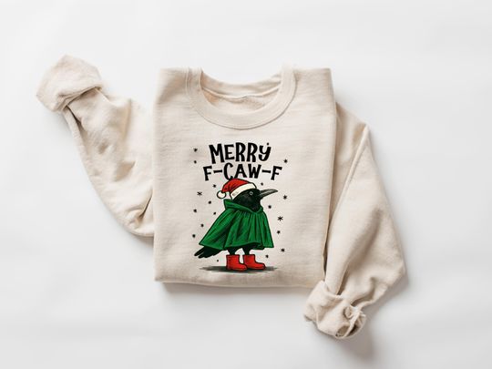 Discover Merry F-Caw-F Shirt, Christmas Crow Shirt, Gothic Black Bird Christmas Shirt, F Caw F Christmas Shirt, Christmas Crow Sweatshirt