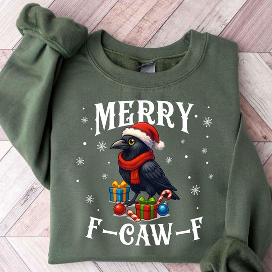 Discover F-Craw-F Crow Christmas Shirt, F-CAW-F Raven Christmas Hoodie, Vintage Xmas Sweatshirt, Retro Christmas Shirt, Trendy T-Shirt
