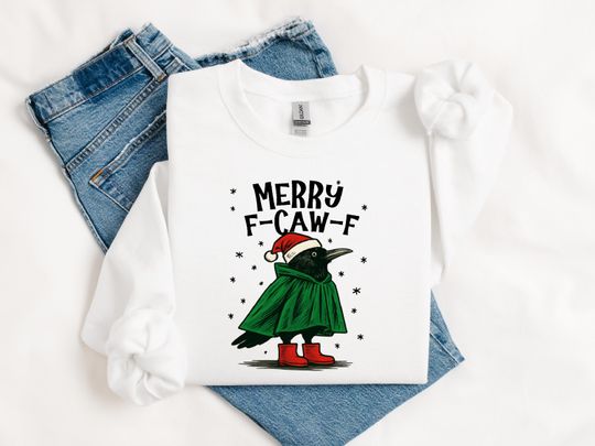 Discover Merry F-Caw-F Shirt, Christmas Crow Shirt, Gothic Black Bird Christmas Shirt, F Caw F Christmas Shirt, Christmas Crow Sweatshirt