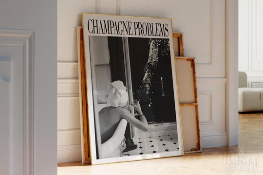 Discover Champagne Problems Poster | Bar Cart Aesthetic | Subtle Aesthetic Home Decor | Paris Print | Song Poster