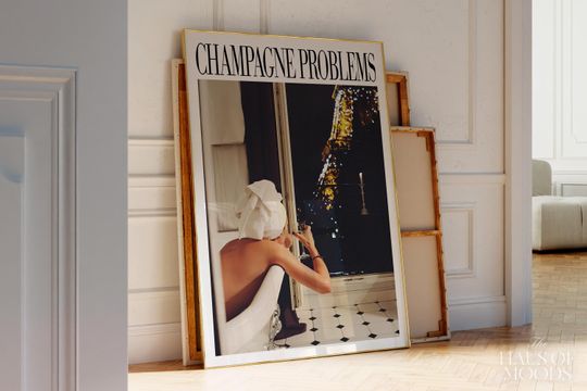 Discover Champagne Problems Poster | Song Poster |  Wall Art | Champagne Print | Vintage Bar Cart | Vintage Alcohol Poster