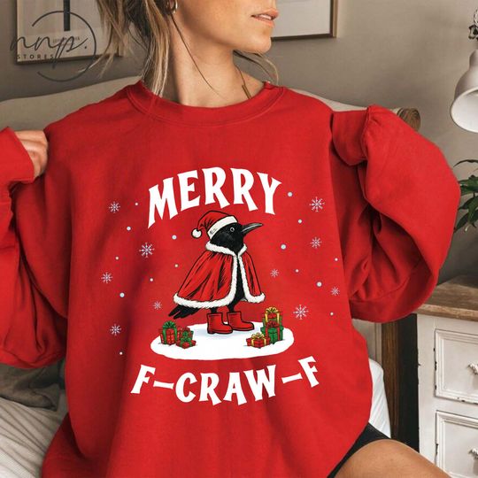 Discover F-Craw-F Crow Christmas Shirt, F-CAW-F Raven Christmas Hoodie, Vintage Xmas Sweatshirt, Retro Christmas Shirt, Trendy T-Shirt