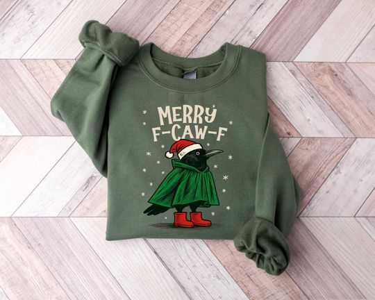 Discover Merry F-Caw-F Shirt, Christmas Crow Shirt, Gothic Black Bird Christmas Shirt, F Caw F Christmas Shirt, Christmas Crow Sweatshirt