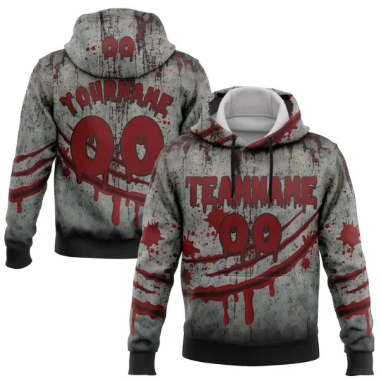 Discover Red-Black 3D Halloween Creepy Spooky Horror Sports Pullover Hoodie