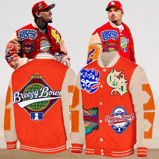Chris Brown Breezy Baseball Jacket, Breezy Bowl Jacket For Men Women, Chris Brown Concert Tour 2025 Jacket Shirt, Rap Tour Fan Gift