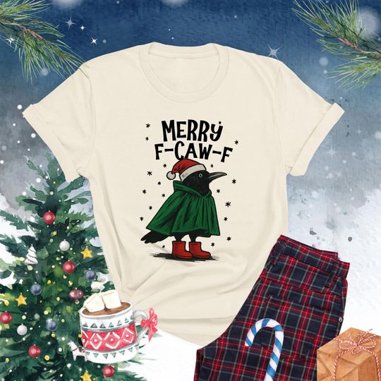 Discover Christmas F-Caw-F Shirt, Merry F-Caw-F Shirt, Christmas Crow Shirt, Raven Christmas Shirt, Crow Lover Shirt, Christmas Animal Tee, Xmas Gift