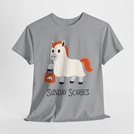 Discover Halloween Ghost T-Shirt, Denver football shirt, Denver Game Day, Orange and Blue Football shirt, Denver Fan Shirt, Sunday Scaries
