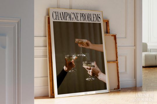 Discover Champagne Problems Poster | Bar Cart Aesthetic | Subtle Bar Poster | Taylor Print | Taylors Song Poster