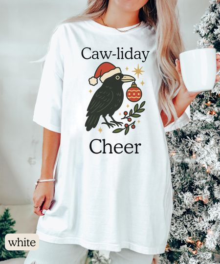 Discover Funny Gothic Crow Christmas Shirt: Caw-liday Cheer, Bird Lover Gift