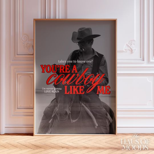 Discover Cowboy Like Me Poster | Retro Aesthetic | Girly Wall Art | Minimal Music Poster