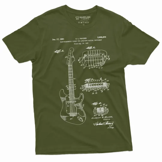 Discover Guitar 1955 Patent T-Shirt for Guitar Players Musician Tee