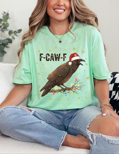 Discover Christmas F-Caw-F Shirt, Merry F-Caw-F Shirt, Christmas Crow Shirt, Raven Christmas Shirt, Crow Lover Shirt, Christmas Animal Tee, Xmas Gift