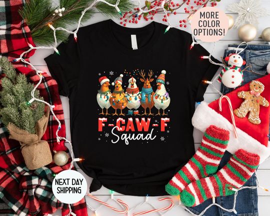 Discover Christmas Chicken Shirt, Merry F- Caw -F Shirt, Christmas Squad Shirt, Xmas Lover Gift, Merry Christmas, Holiday Crow Shirt, Christmas Gift