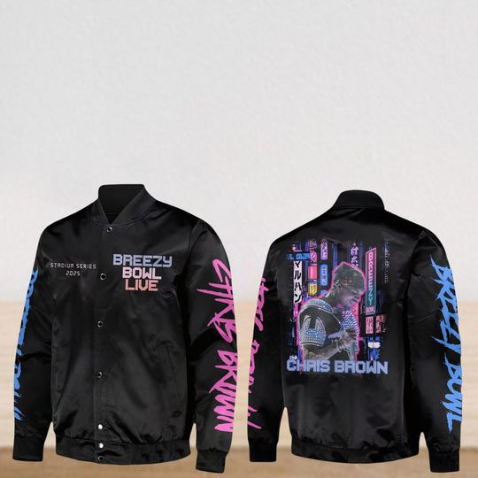 Chris Brown Breezy Bowl XX Baseball Jacket, Breezy Bowl XX 2025 Tour Baseball Jacket