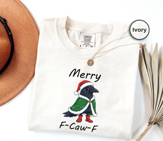 F-Caw-F Crow Shirt, Christmas Crow Shirt, Humor Crows Before Tee, Crow Black Bird Womens Tee, Raven Lover Tshirt, Xmas Gif