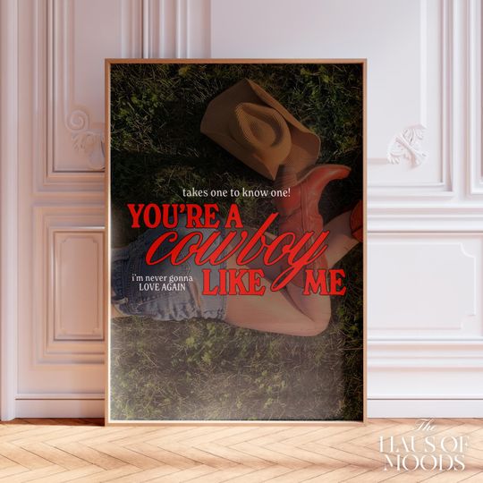 Discover Cowboy Like Me Poster | Retro Aesthetic | Girly Wall Art | Minimal Music Poster
