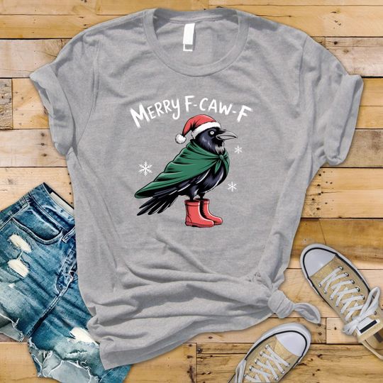 Discover Merry F-Caw-F Black Crow - Christmas Unisex Graphic Tee: Tracked UK Shipping