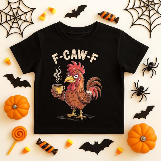 Funny Chicken F-CAW-F Coffee Shirt, Rooster Humor Meme Tee,Silly Farm Animal Graphic Top, Birthday Gift for Men Women,  Farm Humor Shirt