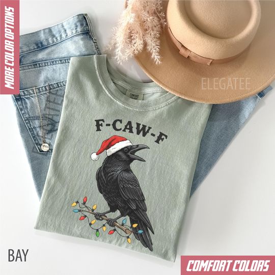 Discover F-CAW-F Raven Christmas T-shirt, Black Bird Christmas Tee, Christmas Raven Sweatshirt, Raven Lover Christmas Shirt,Xmas Comfort Colors Shirt