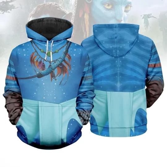 Avatar 3 , Blue Na’vi Costume Hoodie, Movie Inspired Unisex Hoodie