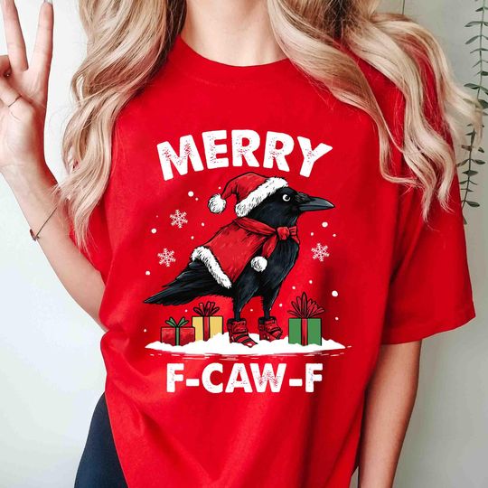 Discover F-Craw-F Crow Christmas Shirt, F-CAW-F Raven Christmas Hoodie, Vintage Xmas Sweatshirt, Crow Lover Christmas Gift, Trendy T-Shirt