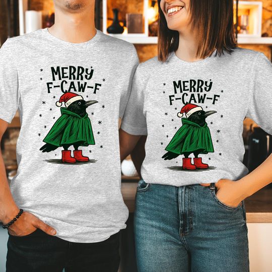 Discover Merry F-CAW-F Crow Christmas Shirt, Funny Black Bird Holiday Sweater, Sarcastic Humour Gift Top, fcawf Xmas Sweatshirt Jumper Hoodie 5018