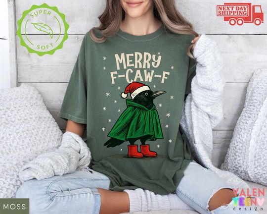 Discover Comfort Colors Christmas F-Caw-F Shirt, Merry F-Caw-F Shirt, Christmas Crow Shirt, Christmas Raven T-Shirt, Funny Christmas Tee, Xmas Gift