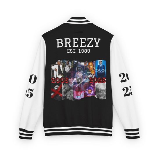 Breezy Bowl XX Baseball Jacket - Chris Brown 2005-2025 Anniversary Tour, Front & Back Design, Unisex Jacket
