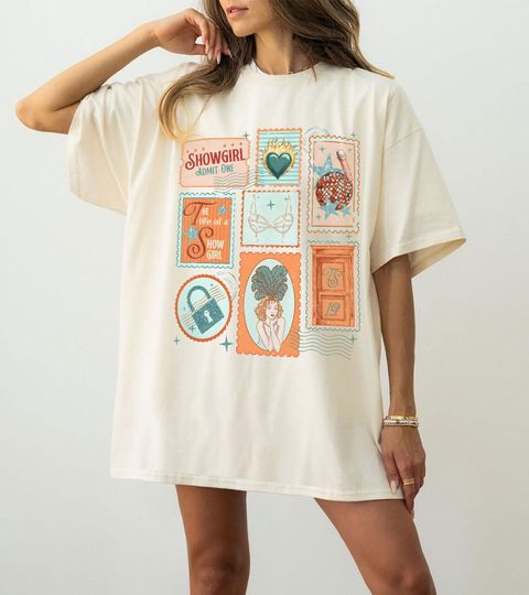 Discover Showgirl Stamps Shirt In My Showgirl Era Shirt, Showgirl Album 2025 Tee, Orange Show Girl Shirt for Concert, Showgirl Era Shirt Gift for Her