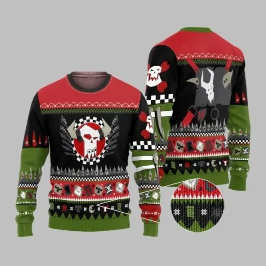 Discover 2025 Christmas Warhammer Orks Iconic Ugly Christmas Sweater