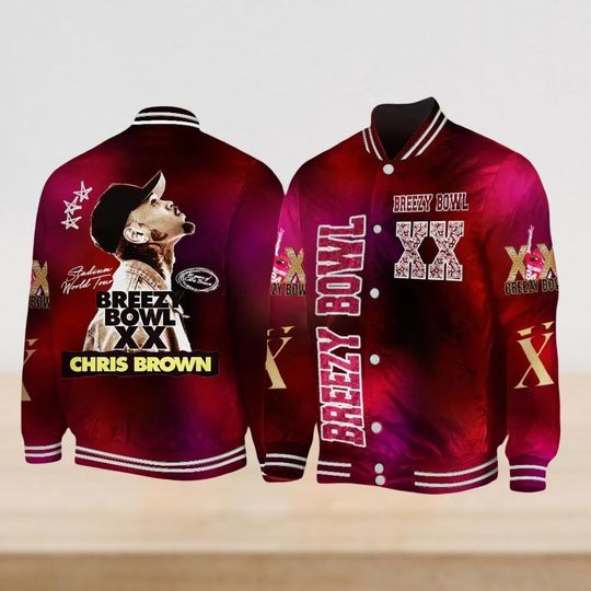 Chris Brown Breezy Bowl XX Baseball Jacket, Chris Brown Baseball Shirt, Chris Brown Concert 2025 Shirt, Chris Brown Fan Gift