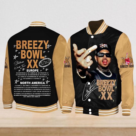 Chris Brown Breezy Bowl XX Jacket, Chris Brown Breezy Bowl XX Baseball Shirt, Chris Brown Merch Men Jacket, Breezy Bowl 2025 Shirt