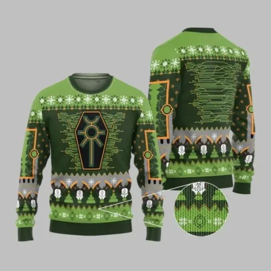 Discover 2025 Christmas Warhammer Nefarious Necron Iconic Ugly Christmas Sweater